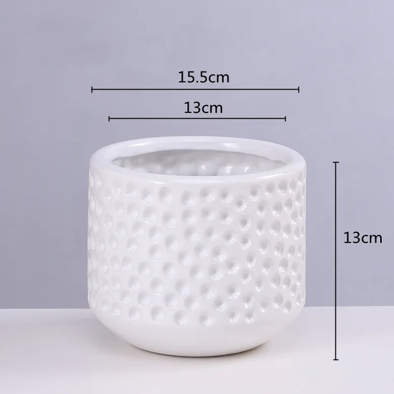 DecorBites™ Gold Ceramic Flower Pot Succulent Vase Terrarium Plant Pots for Home Balcony Decor