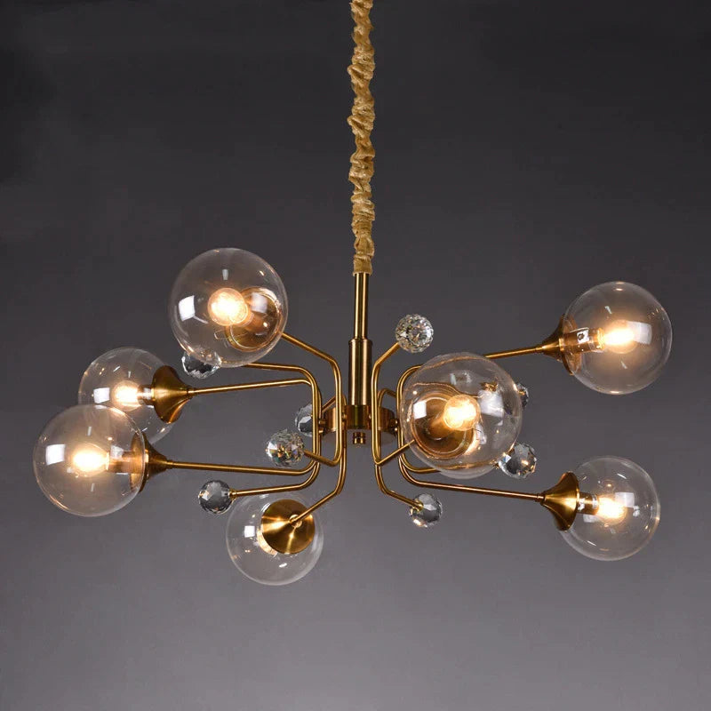 DecorBites™ Glass Bubble Chandelier: Luxury LED Glass Ball Suspension Lamp for Living Room, Bedroom, and Shop