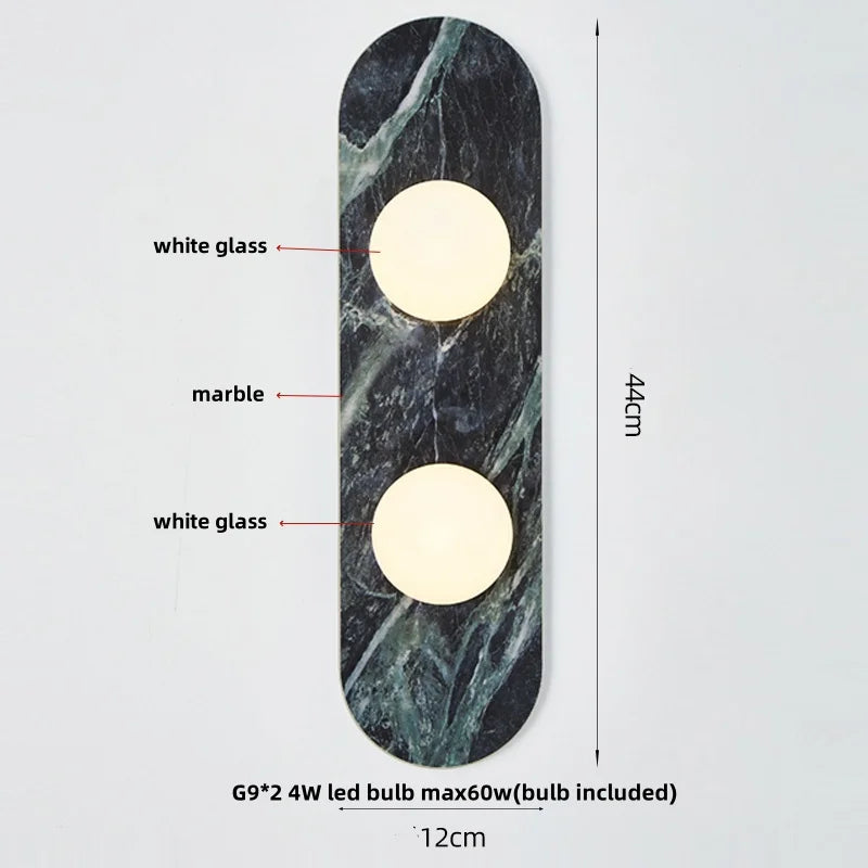 DecorBites™ LED Wall Light: French Luxury Glass Globe Stone Wall Lamp Fixture