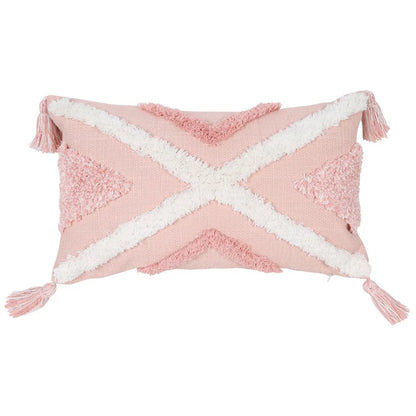 DecorBites™ Boho Pink Geometric Tufted Tassel Pillow Covers 30x100cm - Decorative Double Pillows