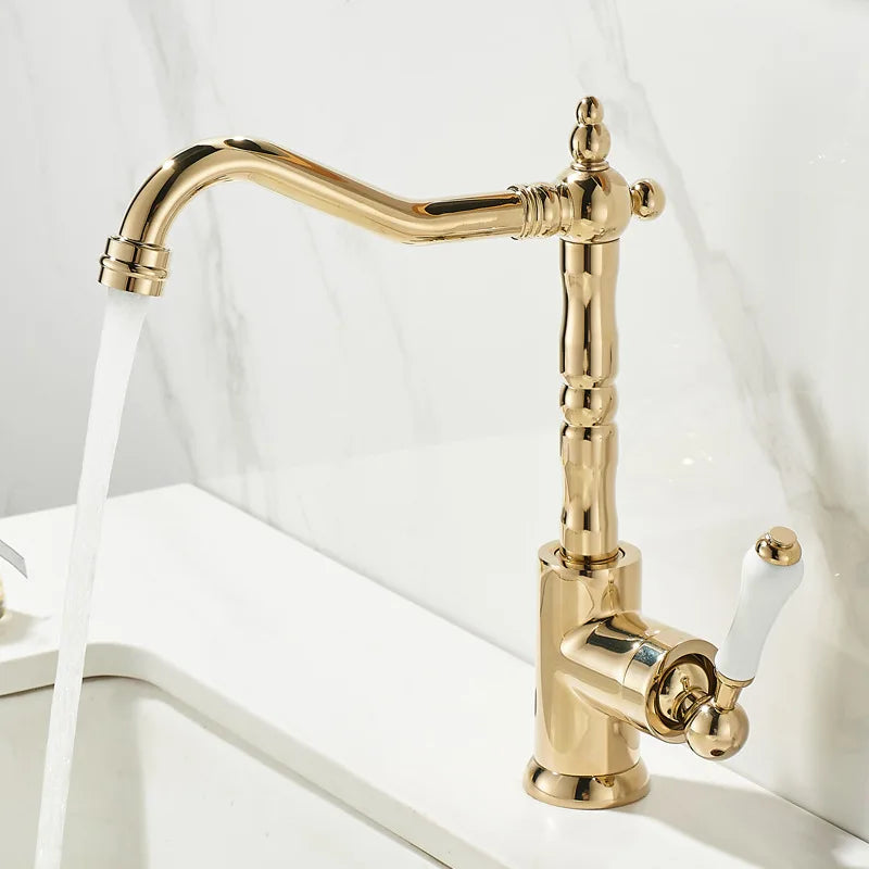 DecorBites™ Gold Black Brass Bathroom Kitchen Faucet - Sink Mixer for Hot Cold Water