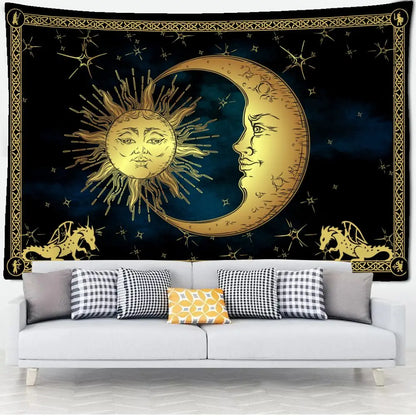 Decobites Sun Moon Tarot Tapestry: Mystical Abstract Art for Home Decor