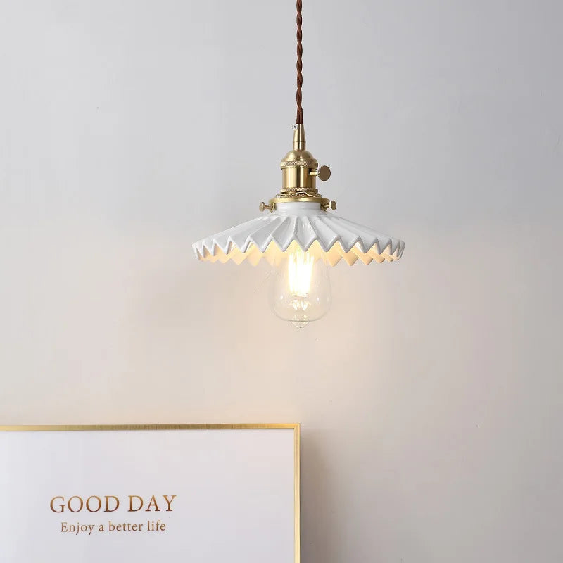 Ceramic Brass Bedside Chandelier