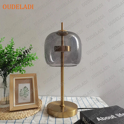 DecorBites™ Gold Glass LED Desk Lamp for Modern Luxury Home Decor