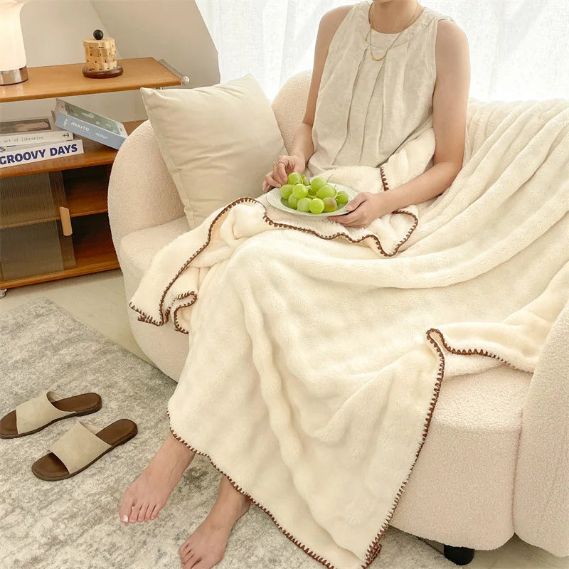 DecorBites™ Bubble Velvet Woolen Sofa Blanket - Soft & Warm Multi-Purpose Cover