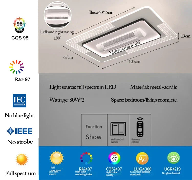 Ventilador de techo LED sin aspas Decorbites™ con control remoto para sala de estar moderna