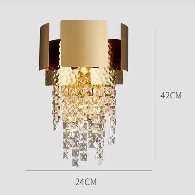 Decorbites™ Lámpara colgante de acero inoxidable Golden Crystal para vestíbulo elegante