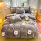 Decobites Flower Print Thicken Winter Warm Bedding Set with Sheet Pillowcases