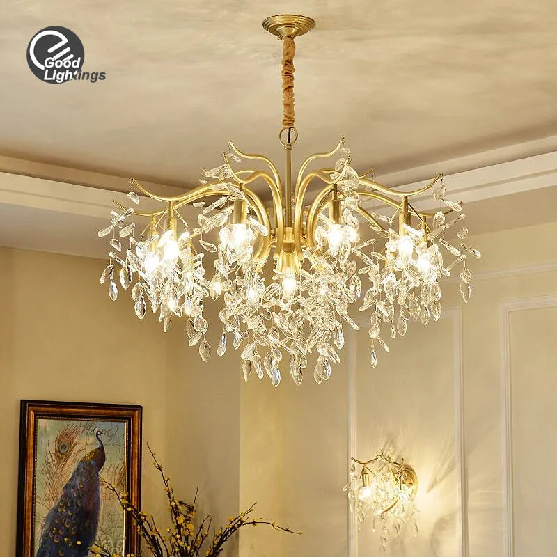 Gold Crystal Ceiling Chandelier 13-Head Premium