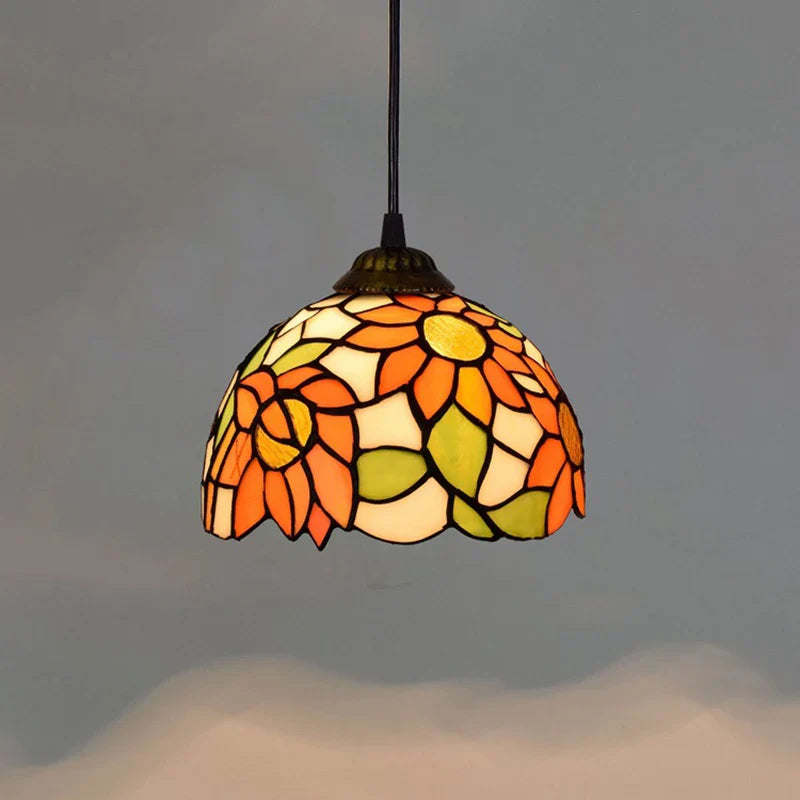 European Stained Glass Pendant Light, 20cm