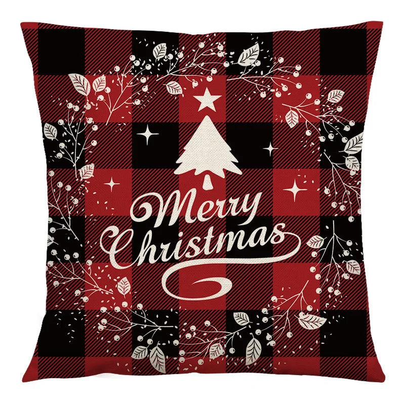 DecorBites™ Christmas Linen Cushion Cover 45x45cm Sofa Home Party Decor