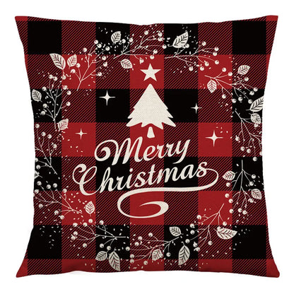 DecorBites™ Christmas Linen Cushion Cover 45x45cm Sofa Home Party Decor