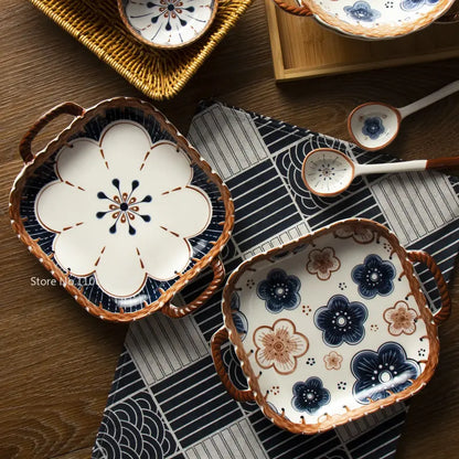 DecorBites™ Japanese Ceramic Baking Bowl with Handle for Microwave Oven and Noodle - 1PCS