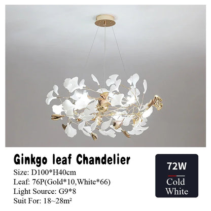 ثريا LED بتصميم أوراق الجنكة من DecorBites™ لغرفة المعيشة وغرفة الطعام وغرفة النوم