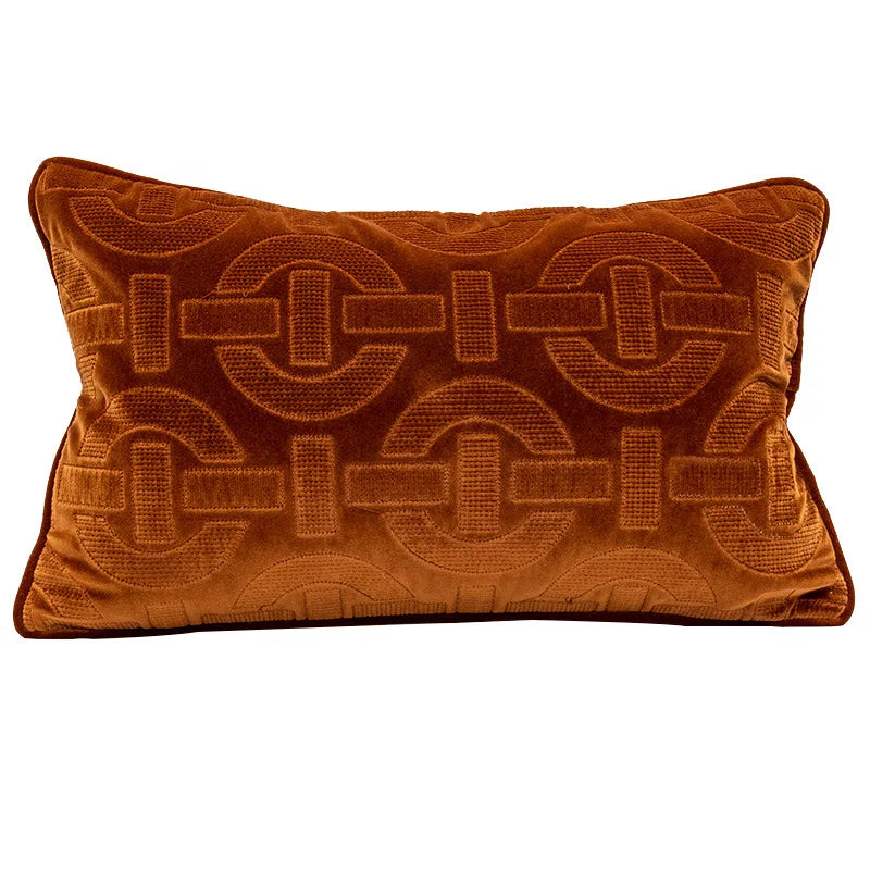 Navy Velvet Embroidered Cushion