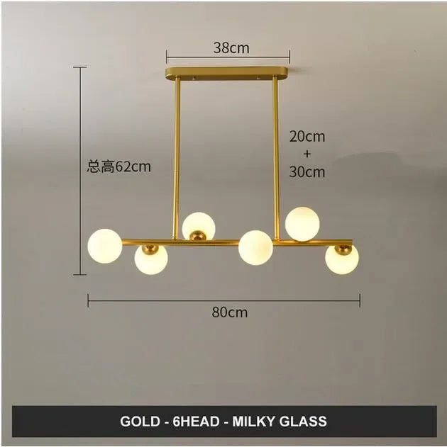 DecorBites™ Glass Balls Chandelier: Stylish Suspension Lighting for Dining Room, Kitchen, and Office