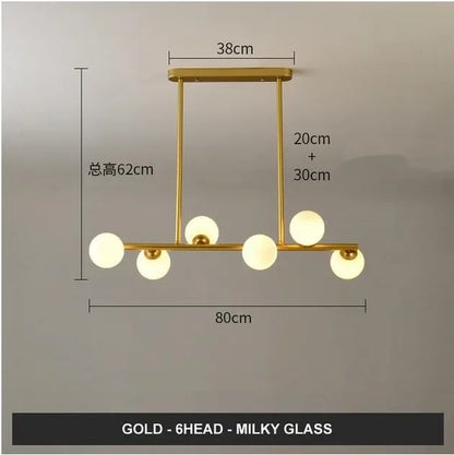 DecorBites™ Glass Balls Chandelier: Stylish Suspension Lighting for Dining Room, Kitchen, and Office