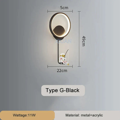 DecorBites™ Astronaut Wall Lamp: Gold White Black Bedroom Decor Resin Wall Mount Light