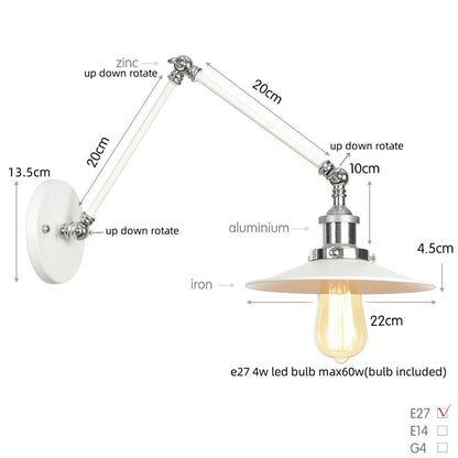 Decorbites™ Industrielle Linse Vintage-Loft-LED-Wandleuchte mit Schwingarmen und Zugschalter