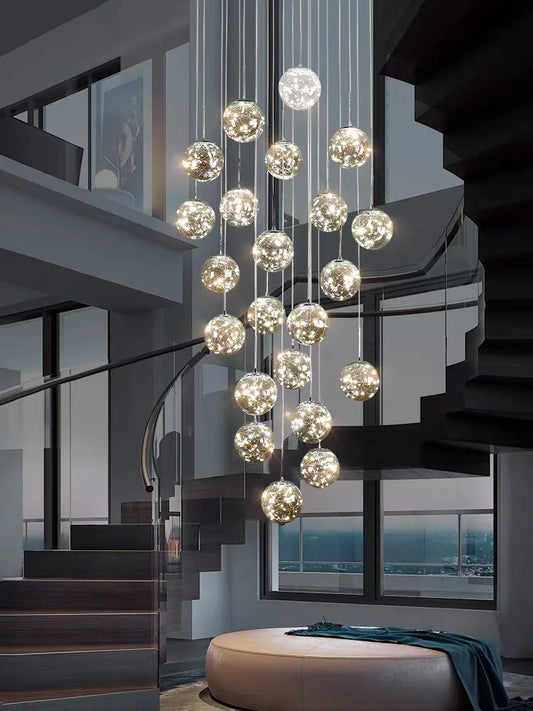 Modern Glass Bubble Staircase Pendant Chandelier