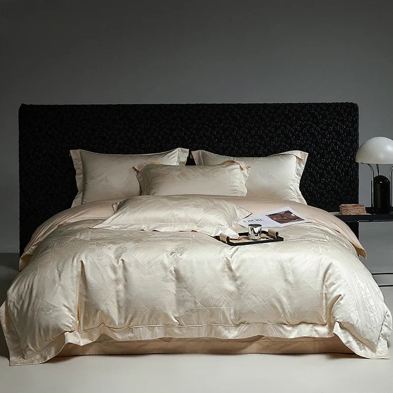 Decobites High Quality Brocade Jacquard Cotton Luxury Bedding Set: 1 Duvet, 1 Sheet, 2 Pillowcases