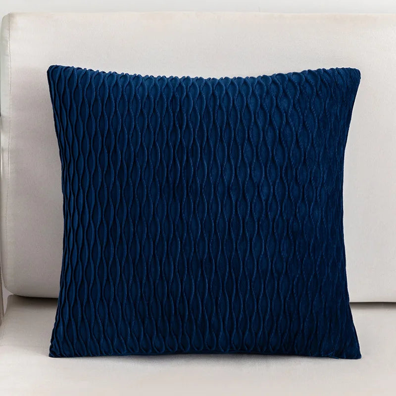 Decobites Velvet Striped Pleated Square Pillowcase