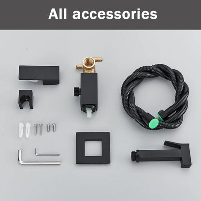 Grifo de bidé DecorBites™ negro, montaje en pared, rociador de ducha para inodoro