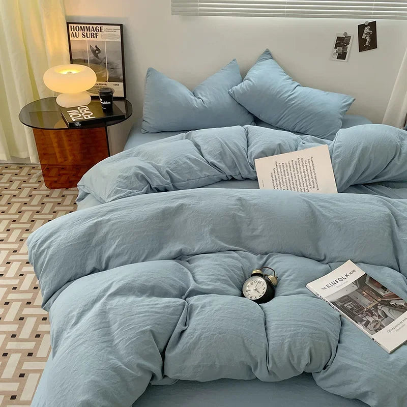 DecorBites™ Cotton Bedding Set: Soft Duvet Sheets, Pillowcases, Comforter Set - All Seasons Comfort