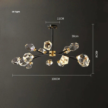 DecorBites™ Black Gold Crystal Chandelier LED Light for Luxury Home Decor