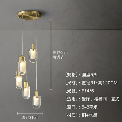 DecorBites™ Crystal Loft Chandelier for Staircase, Living Room, and Apartment Luxe Lighting