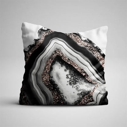 DecorBites™ Gray Marble Black Agate Pillow Case for Home Sofa Chair Decor