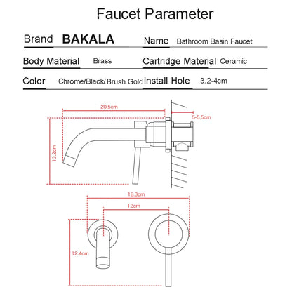 Brass Wall Mounted Bathroom Faucet