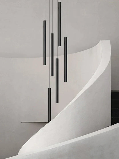 DecorBites™ Cylindrical LED Staircase Chandelier Suspension Light - Modern Villa Water Pipe Fixture