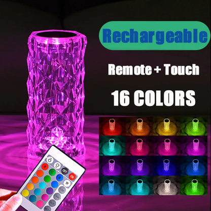 Lámpara de noche LED de cristal DecorBites™, lámpara ambiental recargable por USB para decoración de habitaciones