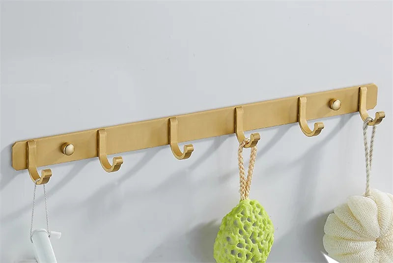 DecorBites™ Brushed Gold Aluminum Robe Hooks Set of 4 - Bathroom & Kitchen Hangers