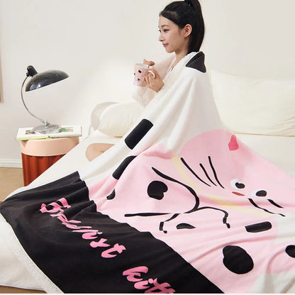 DecorBites™ Lamb Fleece Cute Printed Blanket: Soft & Warm Double-Sided Throw Blanket