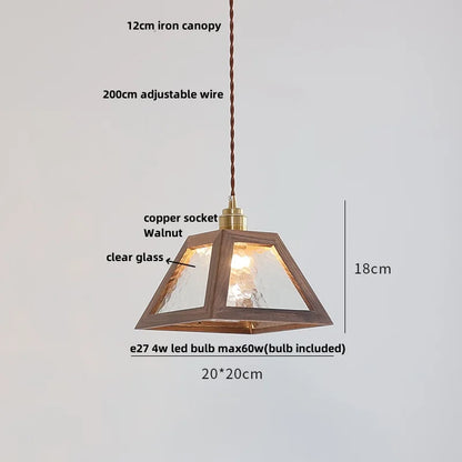 DecorBites™ LED Glass & Wood Pendant Light for Aisle, Coffee Living Room - Japanese Style