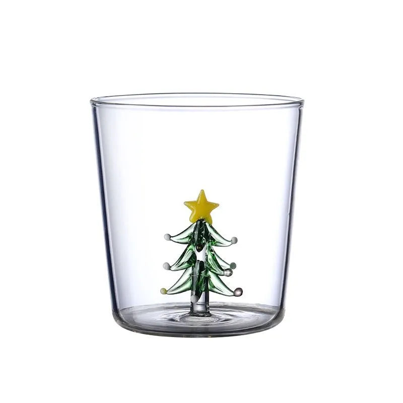 Copa de vino DecorBites™ de 300 ml con diseño de árbol de Navidad 3D - Elegante copa para regalo navideño