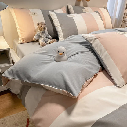 Funda nórdica DecorBites™ Cozy Plaid | Funda nórdica sencilla de estilo nórdico | Ropa de cama de algodón lavado que no destiñe