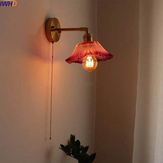 DecorBites™ Japanese Style LED Glass Copper Wall Lamp Sconce for Restaurant, Bar, Bedroom, Bathroom
