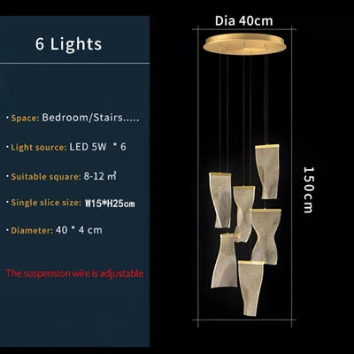 DecorBites™ LED Art Acrylic Pendant Light for Modern Luxury Staircase Chandelier