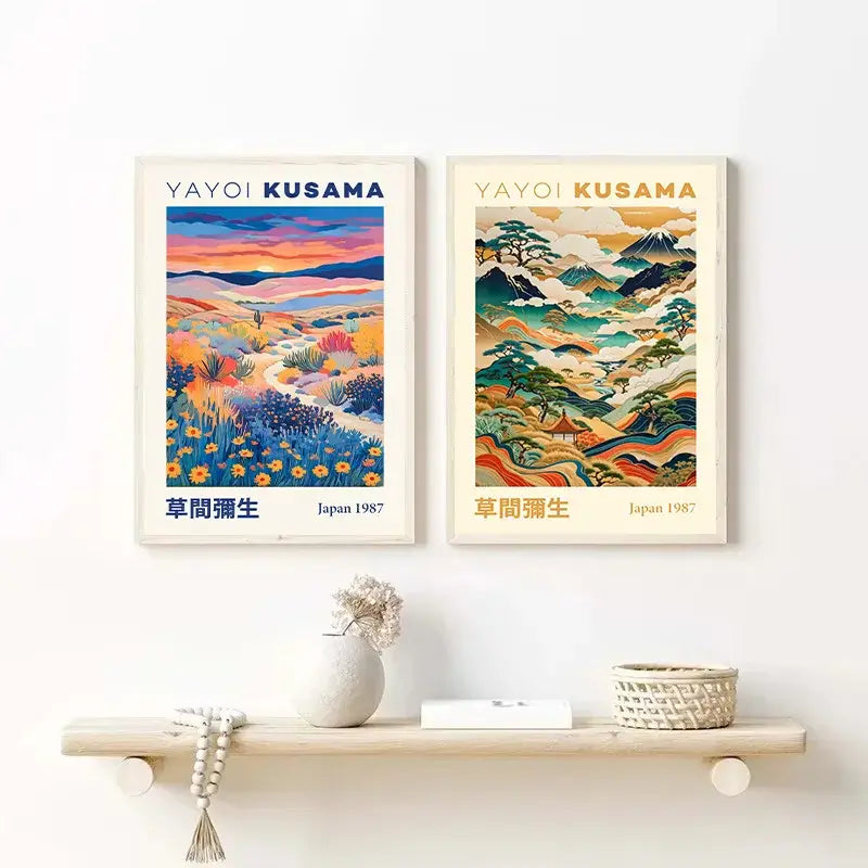 DecorBites™ Japanese Geometric Mountain Landscape Exhibition Canvas Art