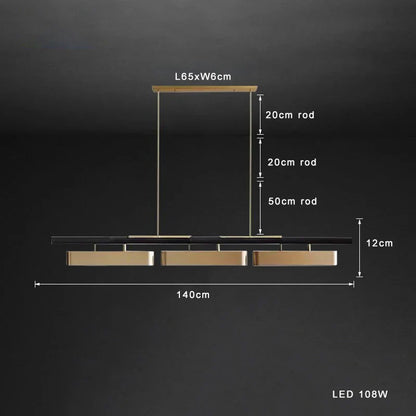 DecorBites™ Brushed Gold Stainless Steel Long Pendant Lamp for Dining Room & Bar Decor