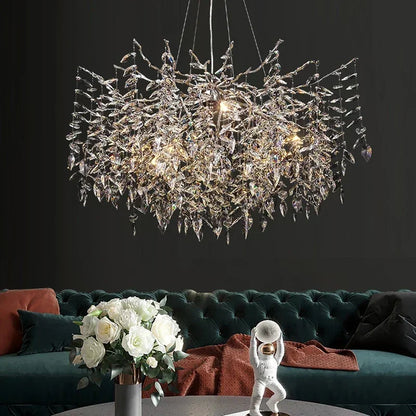 DecorBites™ Branch Crystal Chandelier: Luxury LED Ceiling Light for Living Room & Dining Room