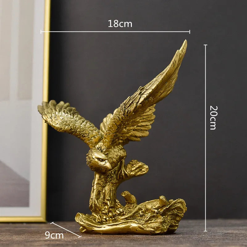 Escultura de Resina Águila Real Dorada™ Decorbites Decoración para el Hogar Figura de Halcón
