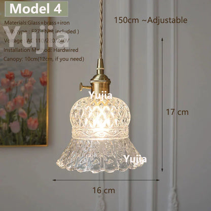 Vintage Green Glass Pendant Light With Brass Details