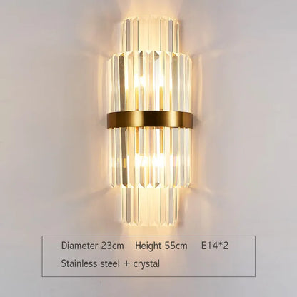 DecorBites™ Crystal Wall Lamp: Elegant Golden LED Sconce for Bedroom, Living Room & Bathroom
