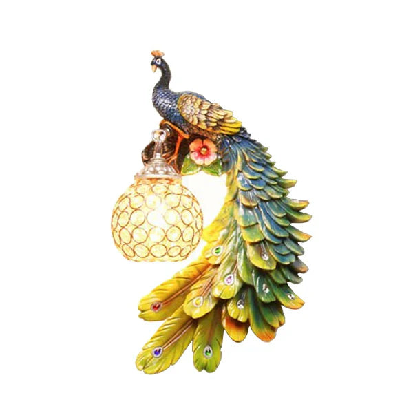 DecorBites™ Gold Peacock Crystal Wall Lamp: Elegant Nordic LED Light for Aisle & Walls
