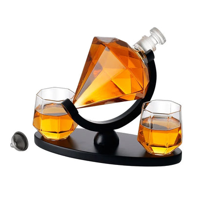 DecorBites™ Globe Whiskey Decanter Set with Crystal Glasses - Lead-Free Hand-Blown Whisky Carafe