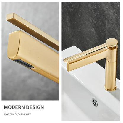 DecorBites™ Basin Faucet: Single Handle Deck Mounted Brass Bathroom Mixer for Sink - Hot/Cold
